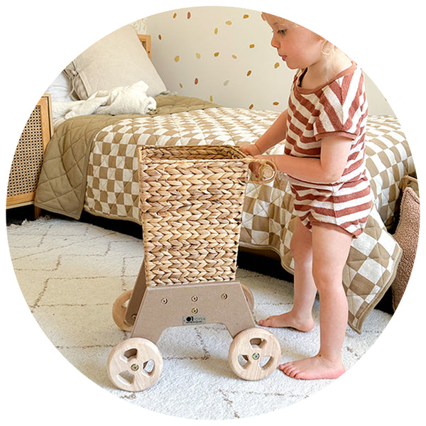 Wicker Shopper Trolley Other Pretend Play