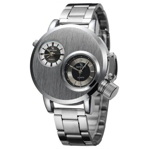 Veile Studios V6 Luxury Analog Men's Military Sports Stainless Steel Quartz Wrist Watch Silver Watches