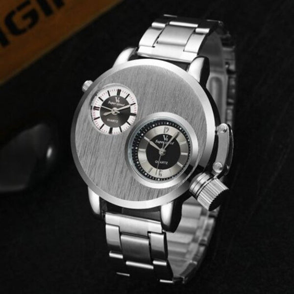 Veile Studios V6 Luxury Analog Men's Military Sports Stainless Steel Quartz Wrist Watch Silver Watches