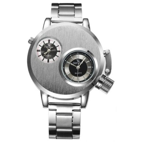 Veile Studios V6 Luxury Analog Men's Military Sports Stainless Steel Quartz Wrist Watch Silver Watches