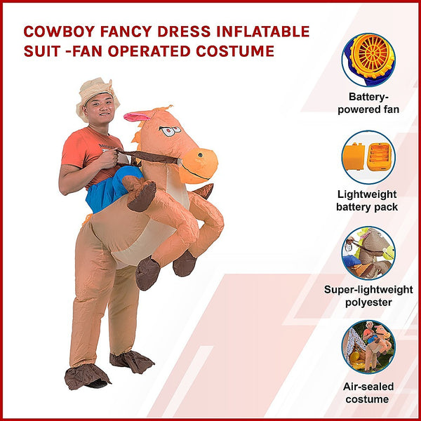 Salvatore Angelotti Cowboy Fancy Dress Inflatable Suit Fan Operated Costume Unisex Costumes