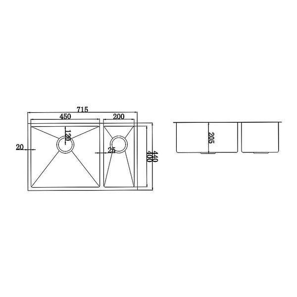 Brienz 715X440mm Handmade Stainless Steel Undermount / Topmount Kitchen Sink With Waste Kitchen Sinks