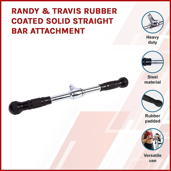Randy & Travis Machinery Rubber Coated Solid Straight Bar Attachment Home Gym Attachments