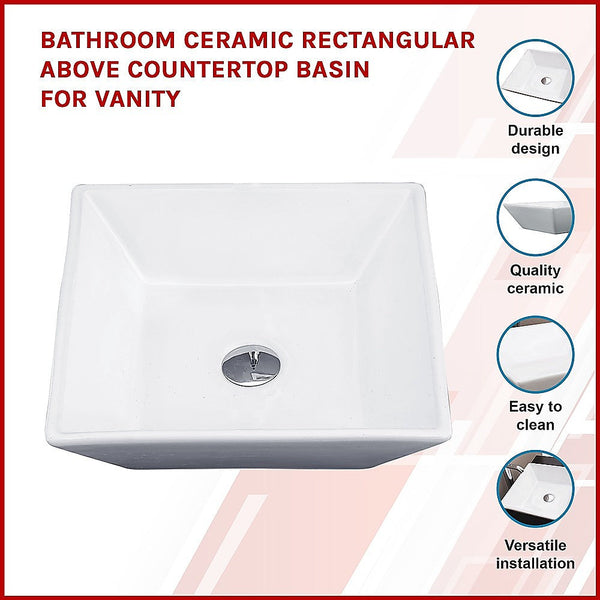 Della Francesca Bathroom Ceramic Rectangular Above Countertop Basin For Vanity Bathroom Sinks