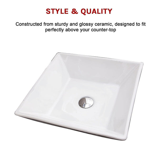 Della Francesca Bathroom Ceramic Rectangular Above Countertop Basin For Vanity Bathroom Sinks
