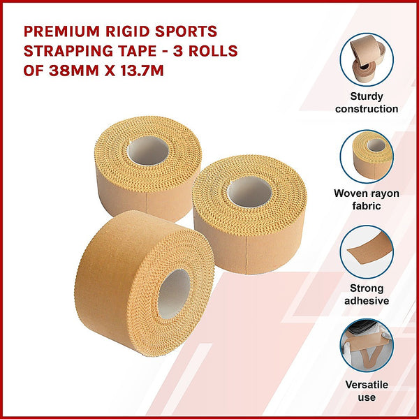 Randy & Travis Machinery Premium Rigid Sports Strapping Tape 3 Rolls Of 38Mm X 13.7M Other Sports