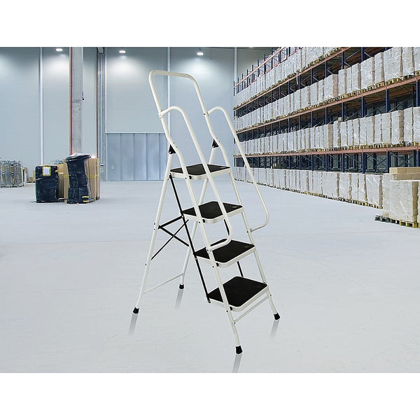 Randy & Travis Machinery Foldable Non Slip 4 Step Steel Ladder Ladders
