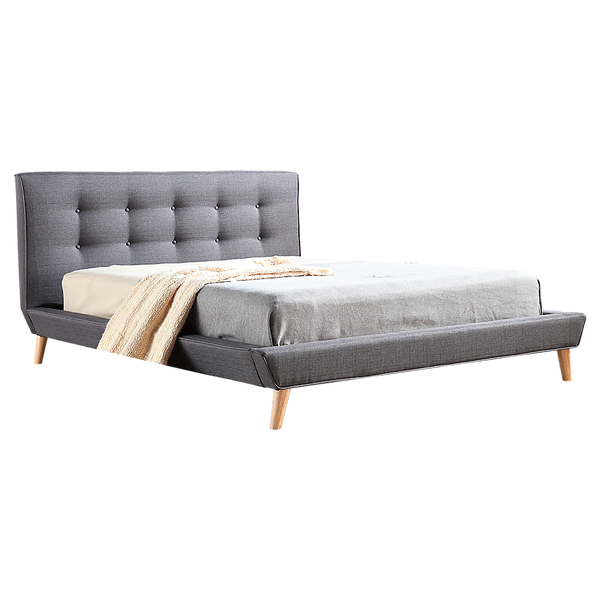 Palermo Double Linen Fabric Deluxe Bed Frame Grey Double Bed Frames