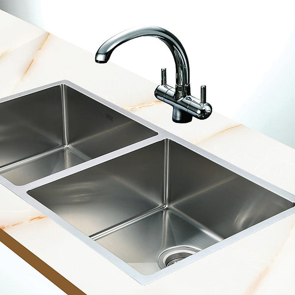 Brienz 865X440mm Handmade Stainless Steel Undermount / Topmount Kitchen Sink With Waste Kitchen Sinks