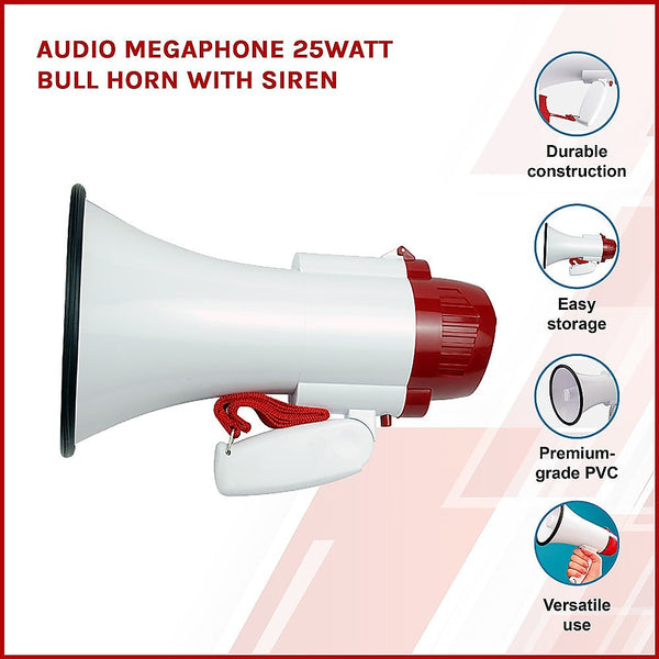 Brienz Audio Megaphone 25Watt Bull Horn With Siren Megaphones