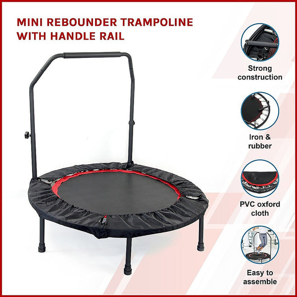 Randy & Travis Machinery Mini Rebounder Trampoline With Handle Rail Trampolines