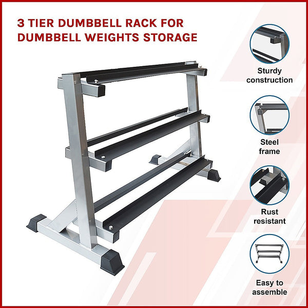 3 Tier Dumbbell Rack For Weights Storage