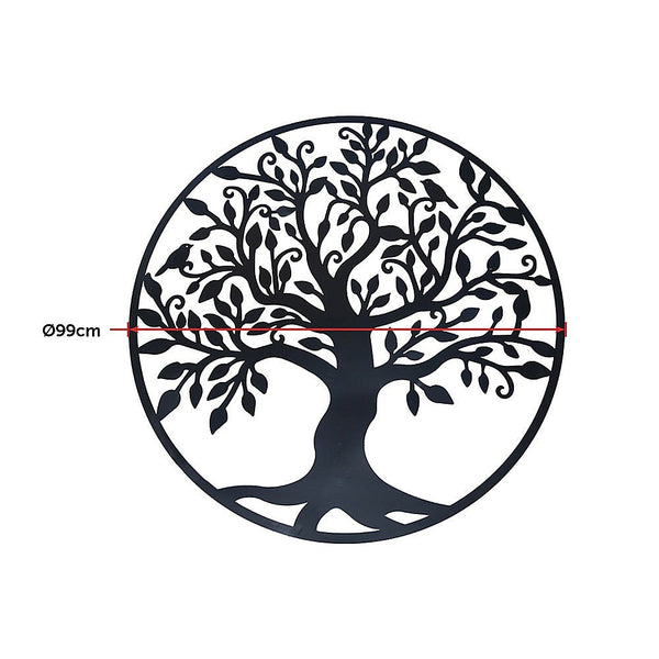 Randy & Travis Machinery Black Tree Of Life Hanging Metal Iron Sculpture Garden 99Cm Wall Art