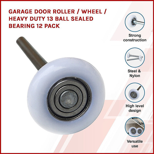 Garage Door Roller / Wheel Heavy Duty 13 Ball Sealed Bearing 12 Pack