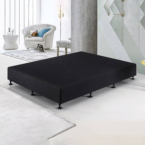 Palermo King Single Ensemble Bed Base Midnight Black Linen Fabric King Single Bed Frames