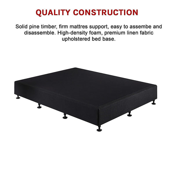Palermo King Single Ensemble Bed Base Midnight Black Linen Fabric King Single Bed Frames