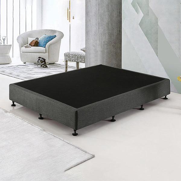 Palermo King Single Ensemble Bed Base Platinum Graphite Linen Fabric King Single Bed Frames