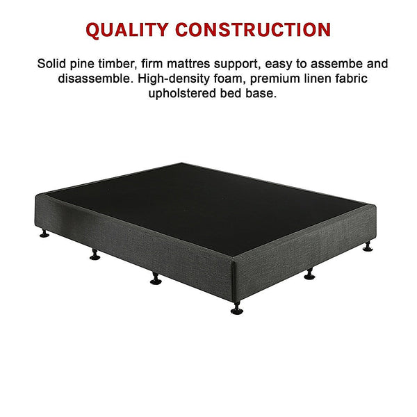 Palermo King Single Ensemble Bed Base Platinum Graphite Linen Fabric King Single Bed Frames