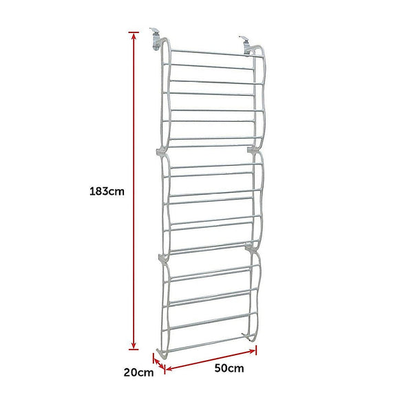 Randy & Travis Machinery 36 Pair Shoe Holder Organiser Over The Door Hanging Shelf Rack Storage Hook Shoe Organisers