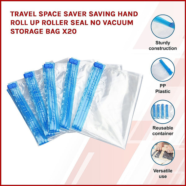 Randy & Travis Machinery Travel Space Saver Saving Hand Roll Up Roller Seal No Vacuum Storage Bag X20 Storage Bags