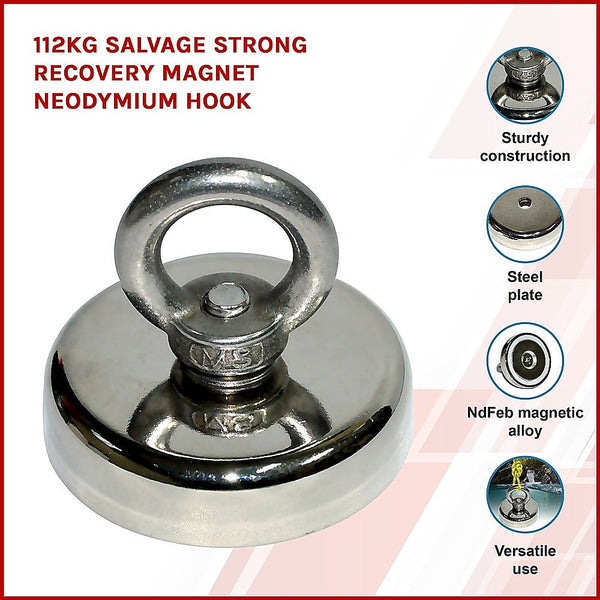 Randy & Travis Machinery 112Kg Salvage Strong Recovery Mag Net Neodymium Hook Lifting Magnets