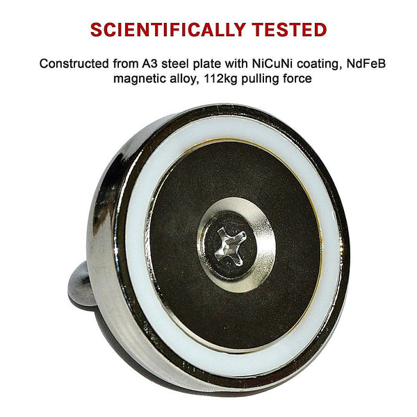 Randy & Travis Machinery 112Kg Salvage Strong Recovery Mag Net Neodymium Hook Lifting Magnets