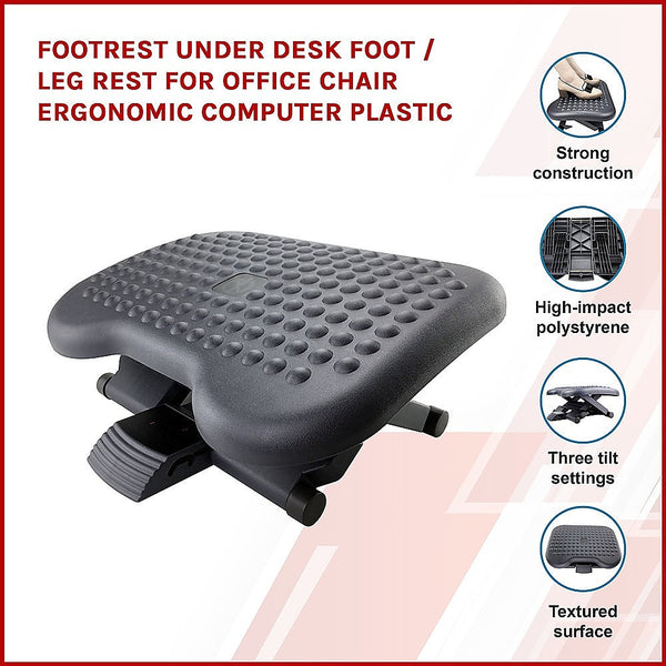 Footrest Under Desk / Leg Rest For Office Chair Ergonomic Computer Plastic