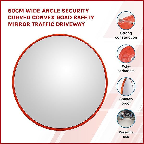 Randy & Travis Machinery 60Cm Wide Angle Security Curved Convex Road Safety Mirror Traffic Driveway Traffic Mirrors