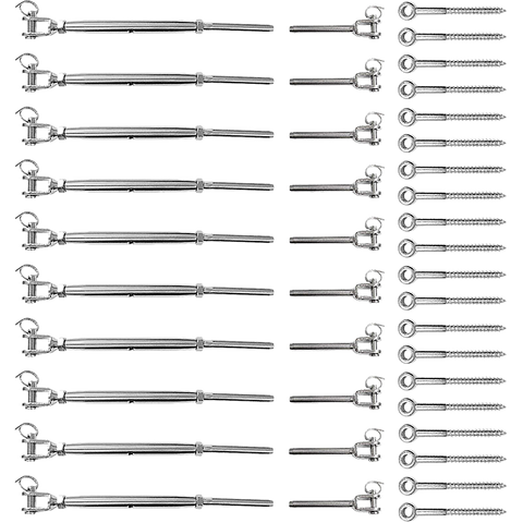 Stainless Steel Wire Rope Diy Balustrade Kit Jaw/Swage Fork Turnbuckle 10 Pack Staircase Kits
