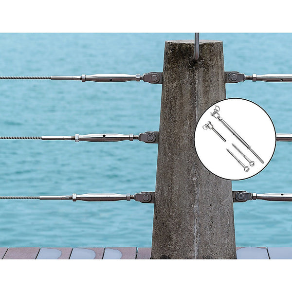 Stainless Steel Wire Rope Diy Balustrade Kit Jaw/Swage Fork Turnbuckle 10 Pack Staircase Kits