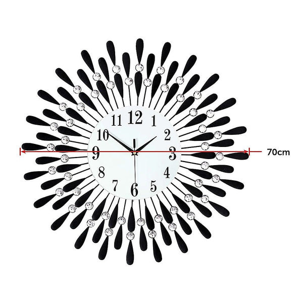 Randy & Travis Machinery Large Modern 3D Crystal Wall Clock Luxury Art Metal Round Home Decor Wall Clocks