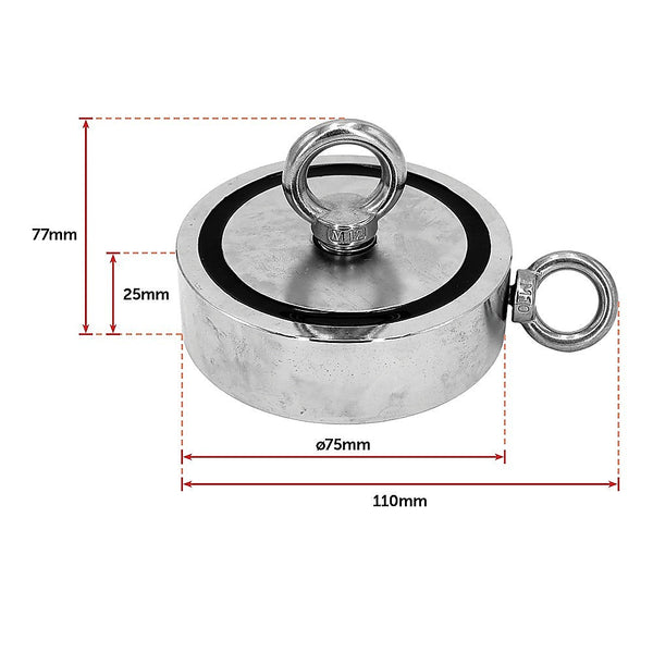 340Kg Salvage Strong Recovery Mag Net Neodymium Hook Treasure Hunt Fishing Lifting Magnets