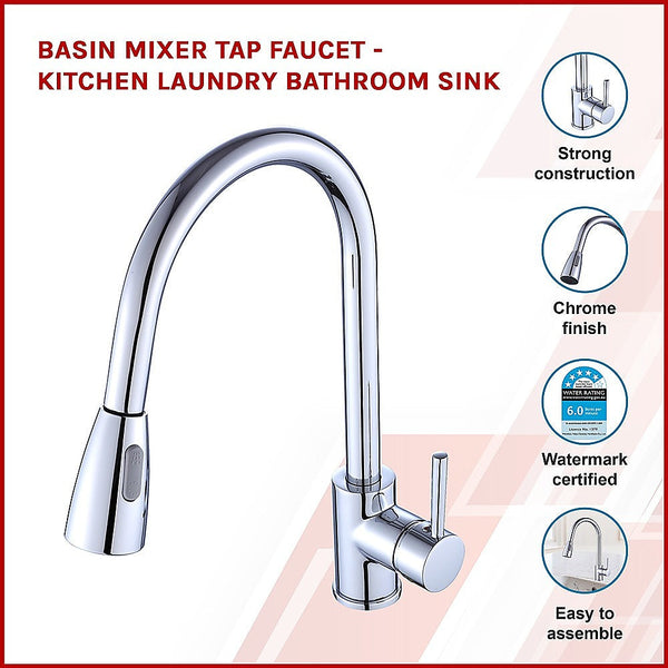 Della Francesca Basin Mixer Pull Down Tap Faucet Kitchen Laundry Bathroom Sink Bathroom Sink Taps