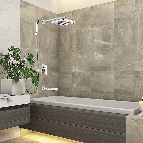 Della Francesca 8" Rain Shower Head Straight Wall Arm Mixer Set Bath Spout Outlet Tap Shower Heads & Combos