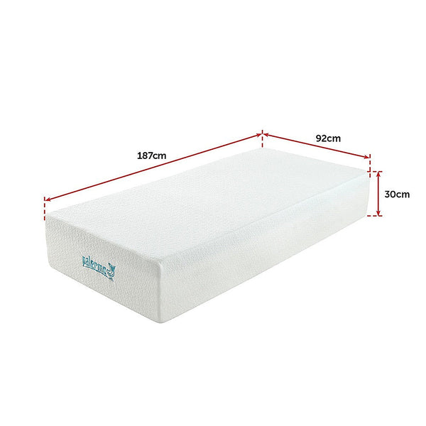 Palermo Single Mattress 30Cm Memory Foam Green Tea Infused Certipur Mattresses
