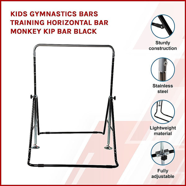 Kids Gymnastics Bars Training Horizontal Monkey Kip Black