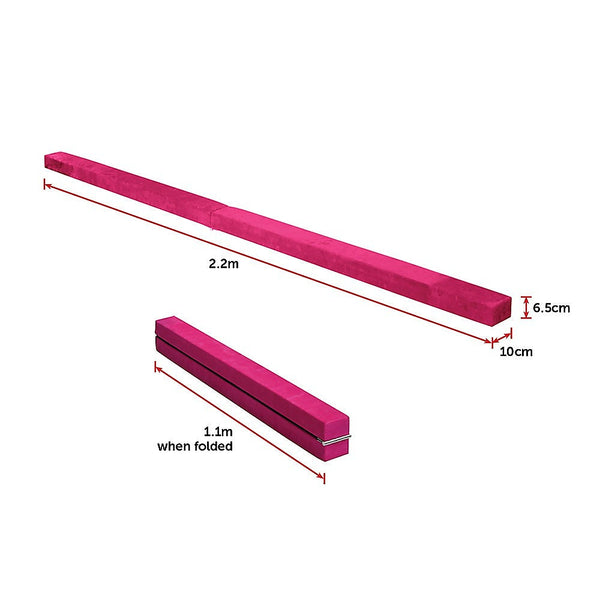 Randy & Travis Machinery 2.2M Gymnastics Folding Balance Beam Pink Synthetic Suede Balance Beams