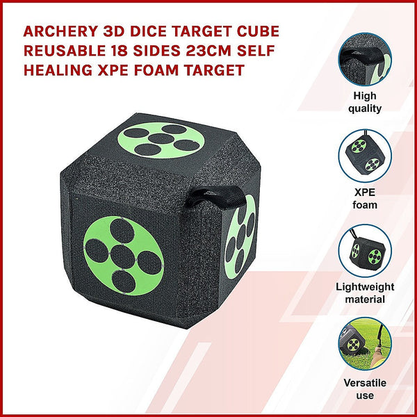 Randy & Travis Machinery Archery 3D Dice Target Cube Reusable 18 Sides 23Cm Self Healing Xpe Foam Archery Targets