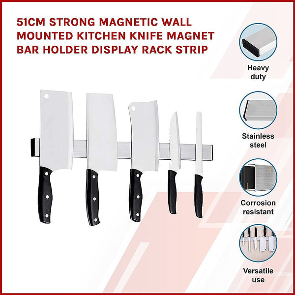 51Cm Strong Magnetic Wall Mounted Kitchen Knife Bar Holder Display Rack Strip