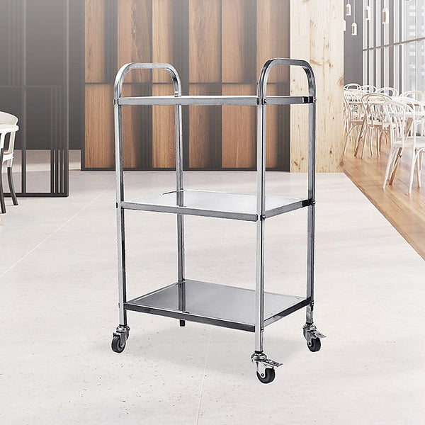 Randy & Travis Machinery 3 Tiers Food Trolley Cart Stainless Steel Utility Kitchen Dining Service Kitchen Carts