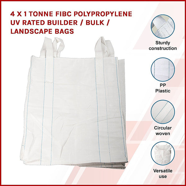 4 X 1 Tonne Fibc Polypropylene Uv Rated Builder / Bulk Landscape Bags