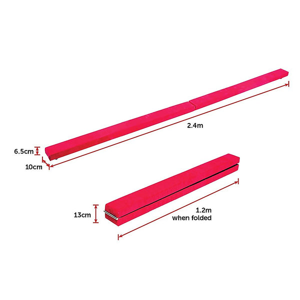 Randy & Travis Machinery 2.4M (8Ft) Gymnastics Folding Balance Beam Pink Synthetic Suede Balance Beams