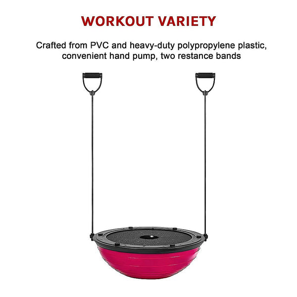 Yoga Balance Trainer Exercise Ball For Arm, Leg, Core Workout With Pump, 2 Resistance Bands