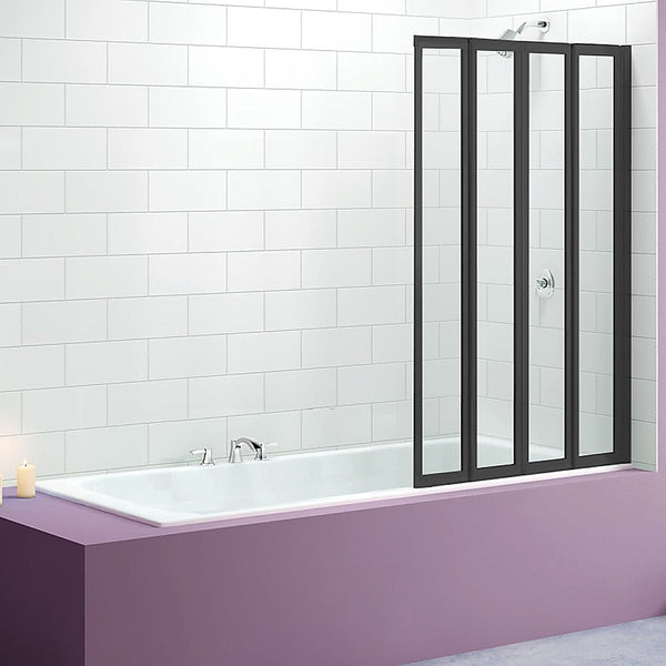 Della Francesca 4 Fold Black Folding Bath Shower Screen Door Panel 1000 X 1400Mm Shower Enclosures