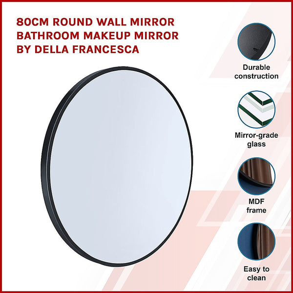 80Cm Round Wall Mirror Bathroom Makeup By Della Francesca