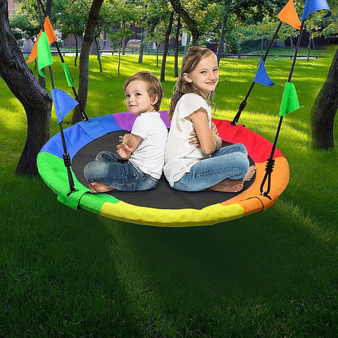 1M Tree Swing In Multi-Color Rainbow Kids Indoor/Outdoor Round Mat Saucer