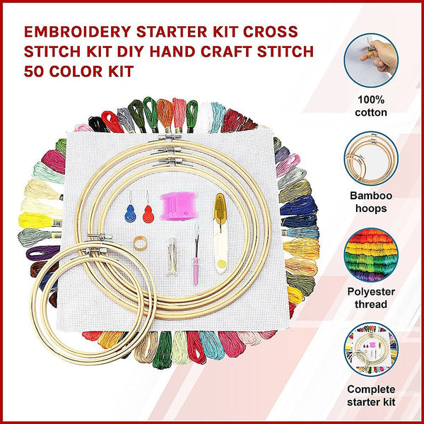 Randy & Travis Machinery Embroidery Starter Kit Cross Stitch Diy Hand Craft 50 Color Cross Stitch Kits