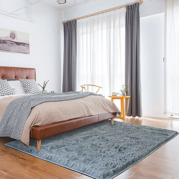 230X200cm Floor Rugs Large Shaggy Area Carpet Bedroom Living Room Mat - Grey
