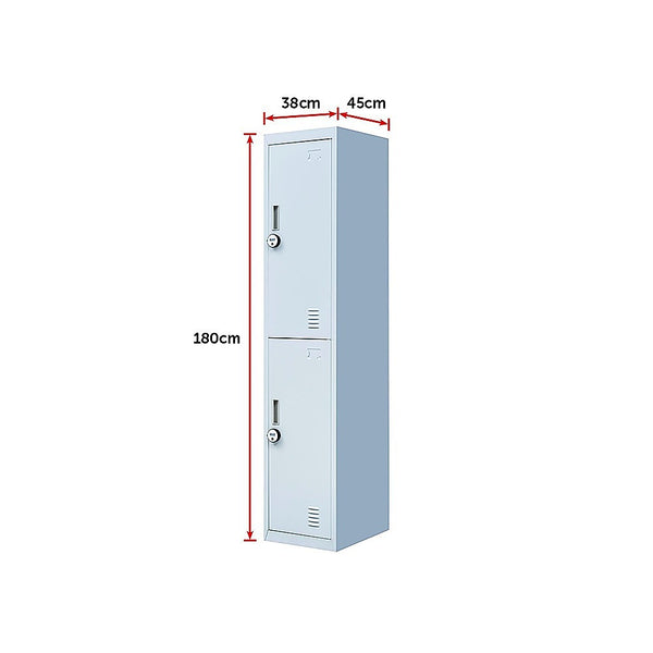 2-Door Vertical Locker For Office Gym Shed School Home Storage