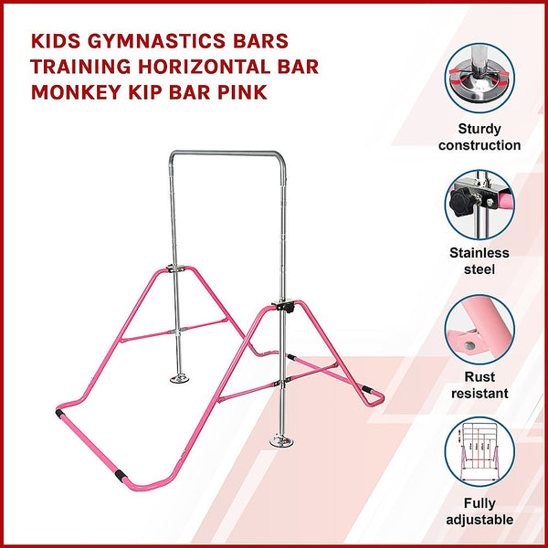 Kids Gymnastics Bars Training Horizontal Monkey Kip Pink